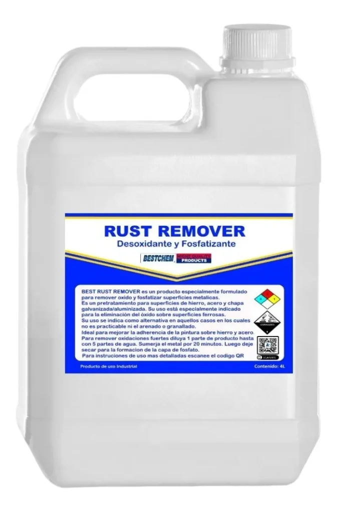 Rust Remover - Desoxidante Fosfatizante Quimica Detal, envase de 4 litros